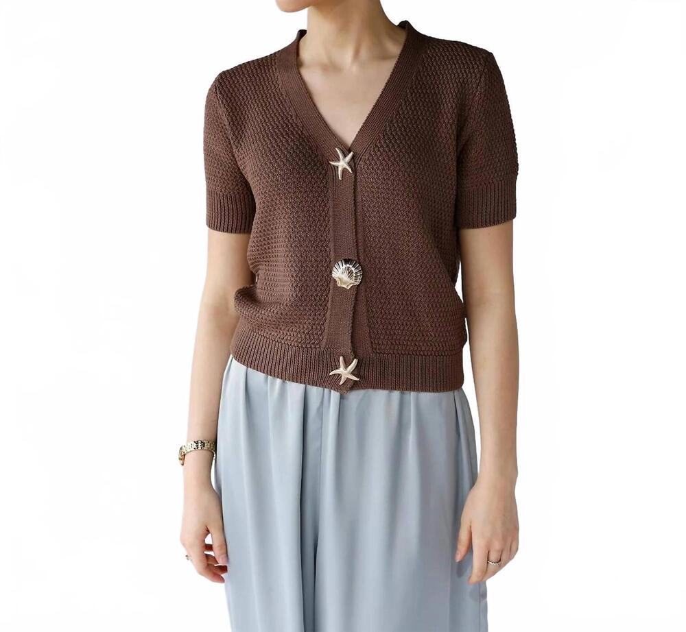 NEW URBAN DAIZY golden tide knit top in brown